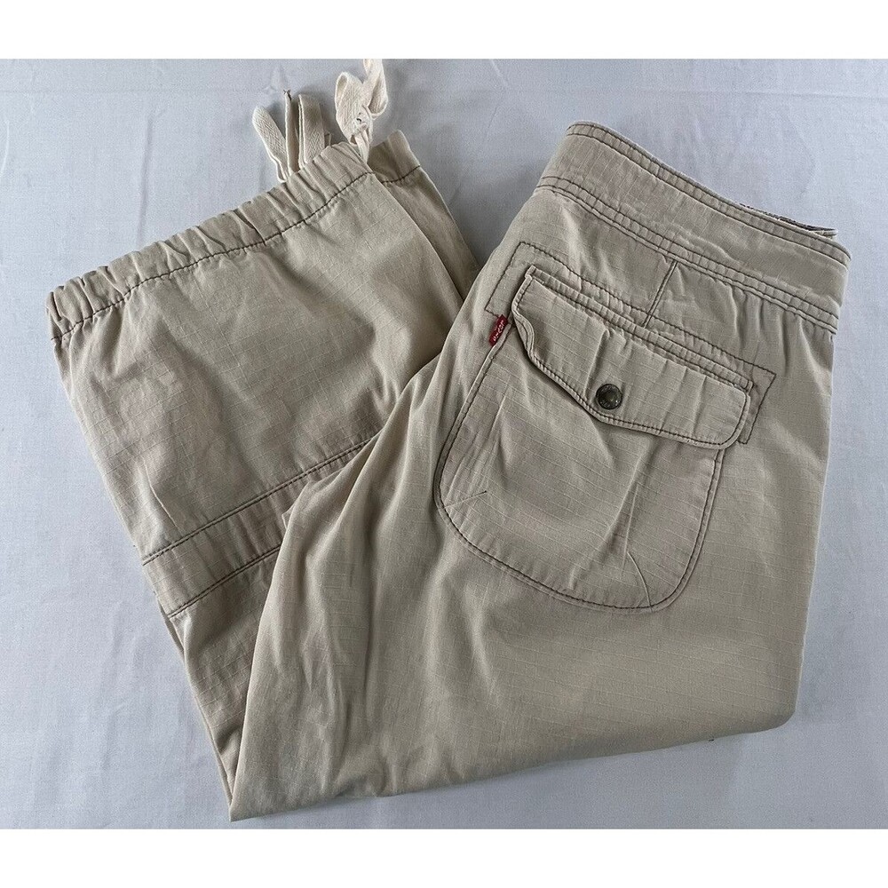 Levis Juniors Ivory Low Slouch Drawstring Zip Closure Capris Size M J